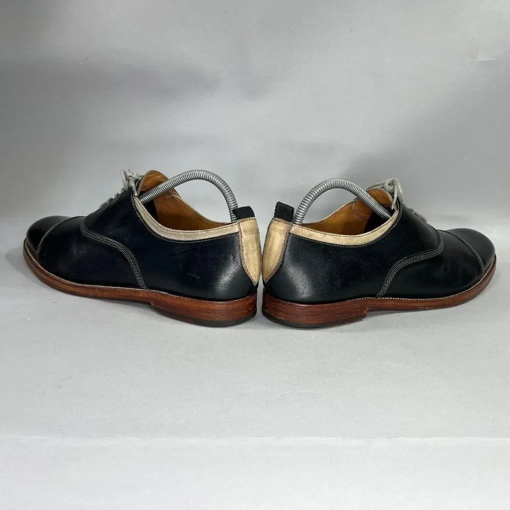 Johnston & Murphy Clayton Shoes Mens Size 10.5 Black Leather Cap Toe Dress Shoes